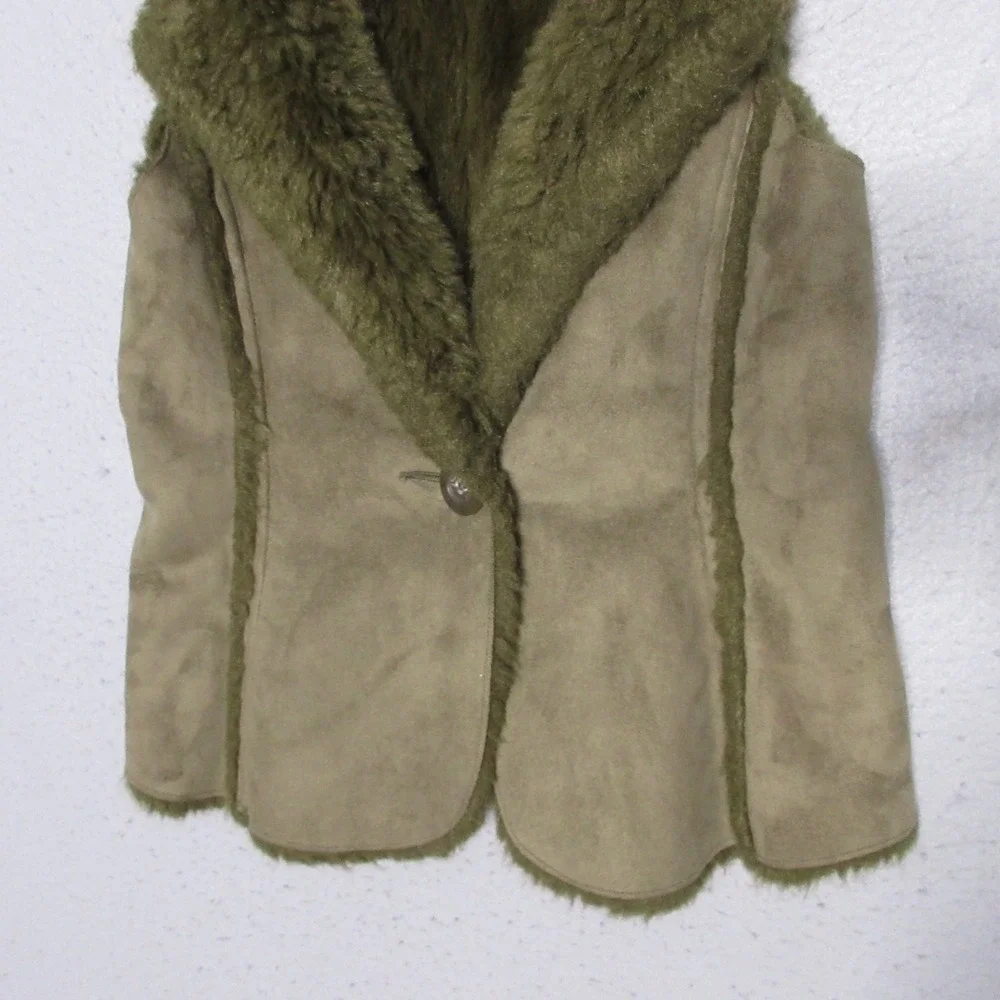 Boden Vest 4‎ Brown Penny Lane Hippie Y2K Faux Fur Suede Boho Shearling Fitted